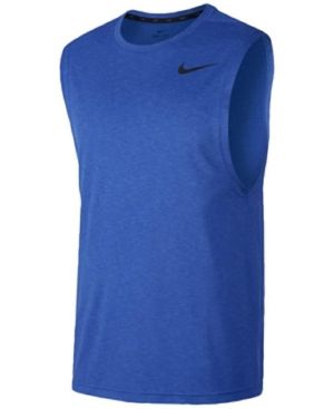 Nike Men's Breathe Muscle Tank Blue Medium