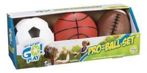 EasyCard ספורט Toysmith Get Outside GO! Pro-Ball Set, Pack of 3 (5-inch soccer ball,6.5-inch football and 5-inch basketball)