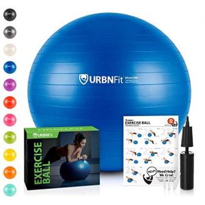 URBNFit Exercise Ball (Multiple Sizes) for Fitness, Stability, Balance & Yoga - Workout Guide & Quick Pump Included - Anti