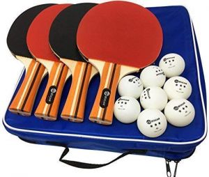 JP WinLook Ping Pong Paddle - 4 Pack Pro Premium Table Tennis Racket Set, 8 Professional Game Balls, Spin Rubber Bat, Training/Rec