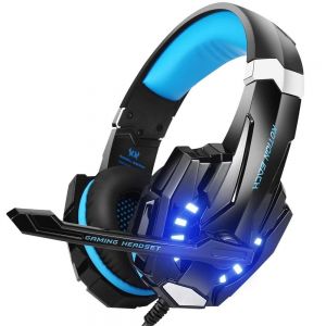 EasyCard אלקטרוניקה BENGOO G9000 Stereo Gaming Headset for PS4, PC, Xbox One Controller, Noise Cancelling Over Ear Headphones with Mic, LED Light, Bas